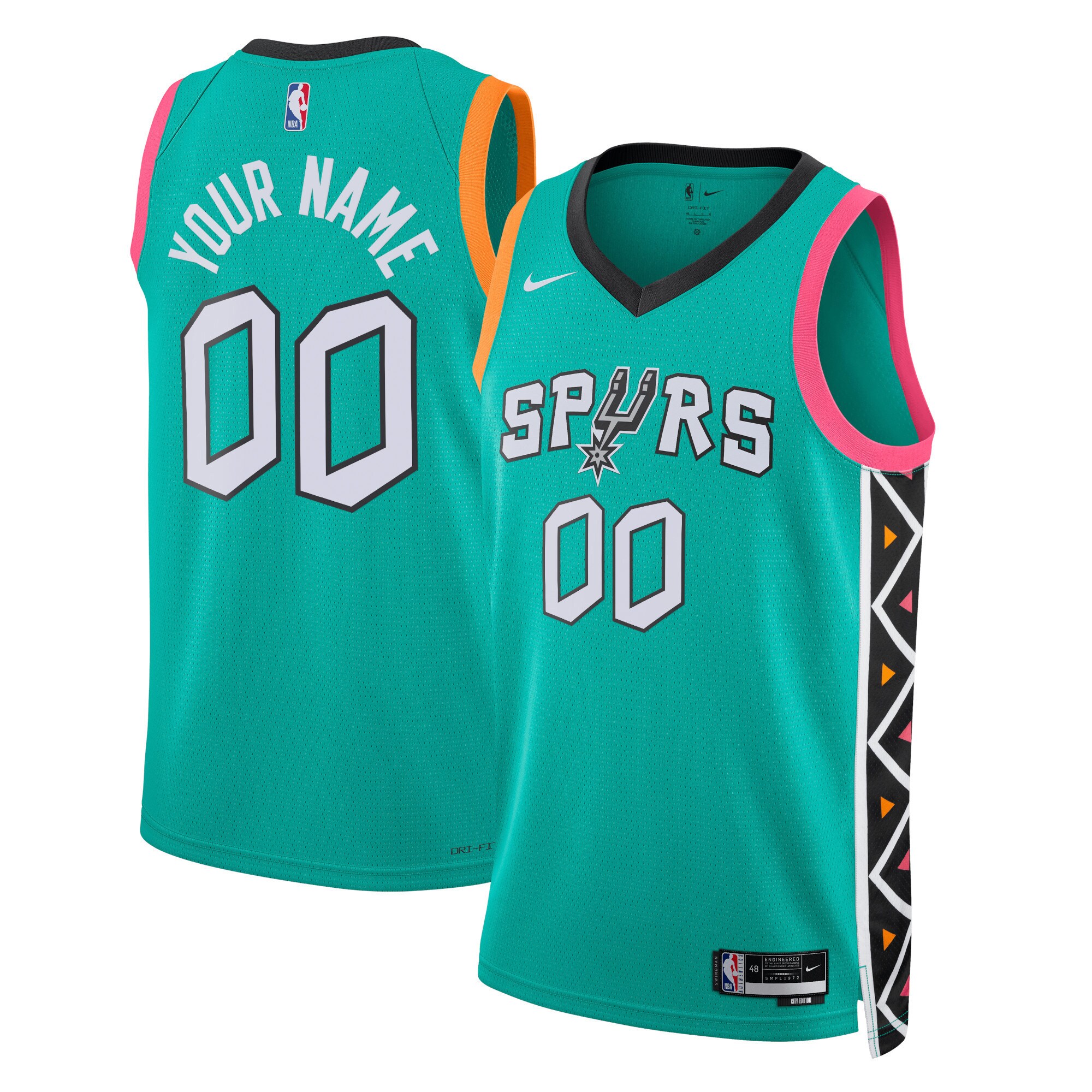 San Antonio Spurs Unisex 2022/23 2022/23 Swingman Custom Jersey – City Edition – Turquoise