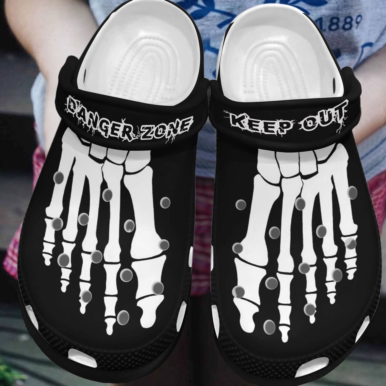 Skull Personalized Clog, Custom Name, Text, Color, Number Fashion Style For Women, Men, Kid, Print 3D Danger Zone