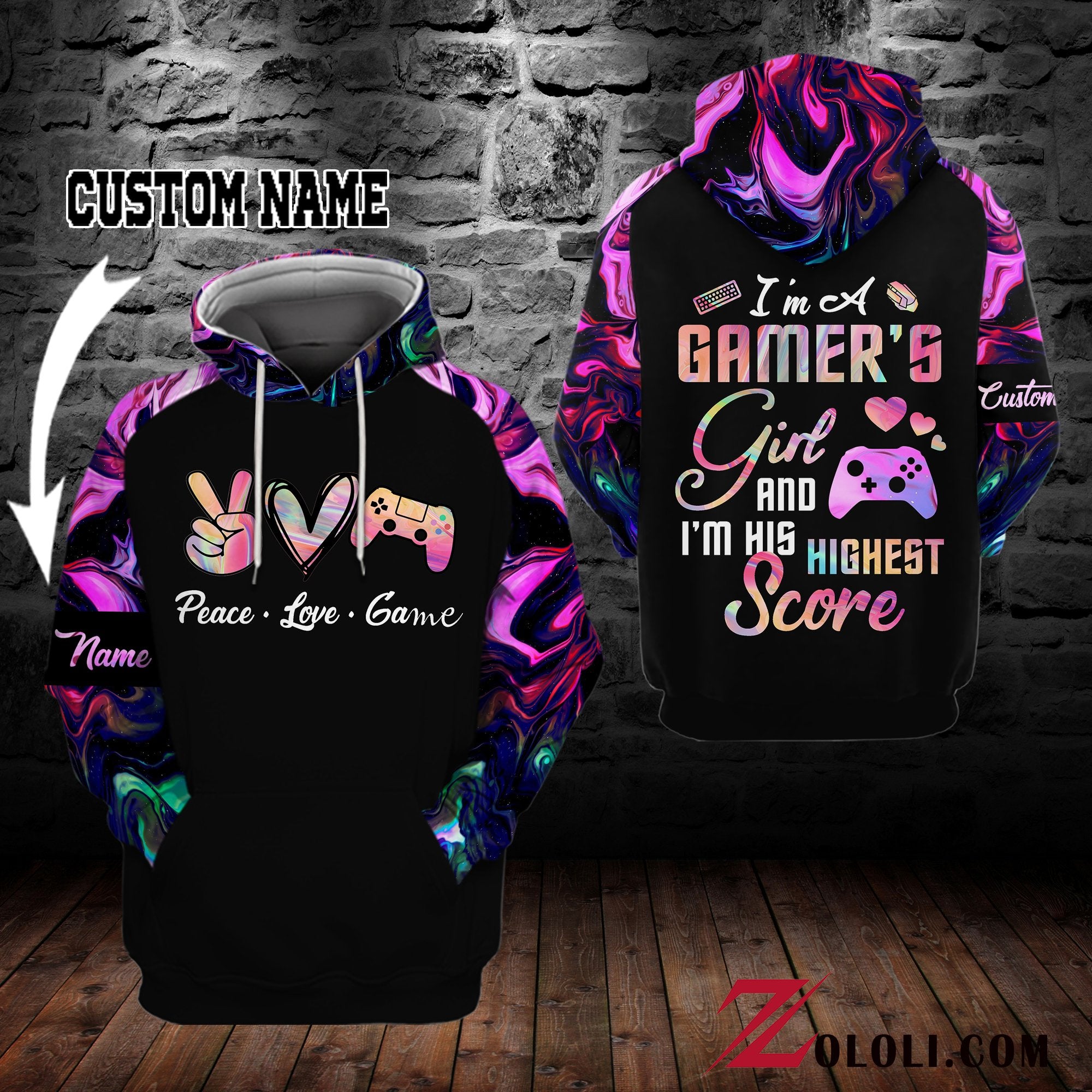 Peace Love Game Hoodie 3D Custom Txx