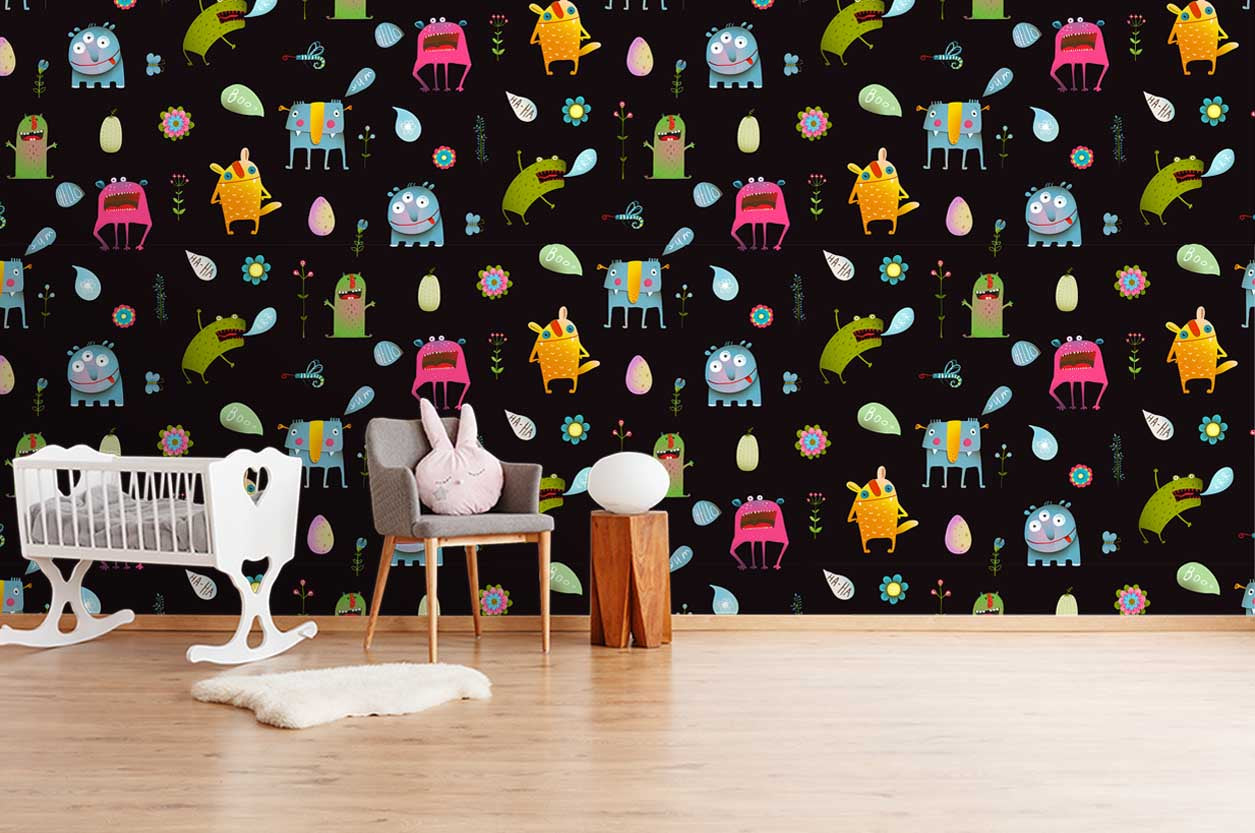 3D Cartoon Monster Animal Patterns Wall Mural Wallpaper Sf87