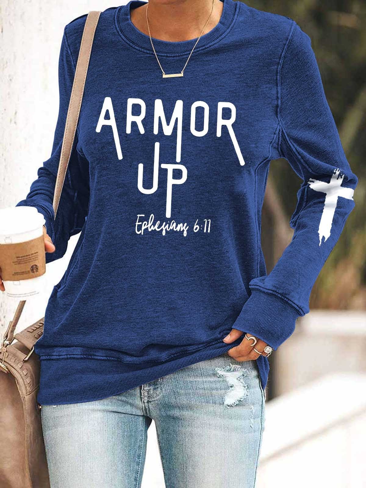 Women Armor Up Ephesians 6;11 Long Sleeve Top