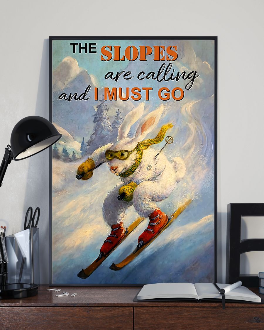 Skiing Rabbit I Must Go Vertical Canvas And Poster | Wall Decor Visual Art