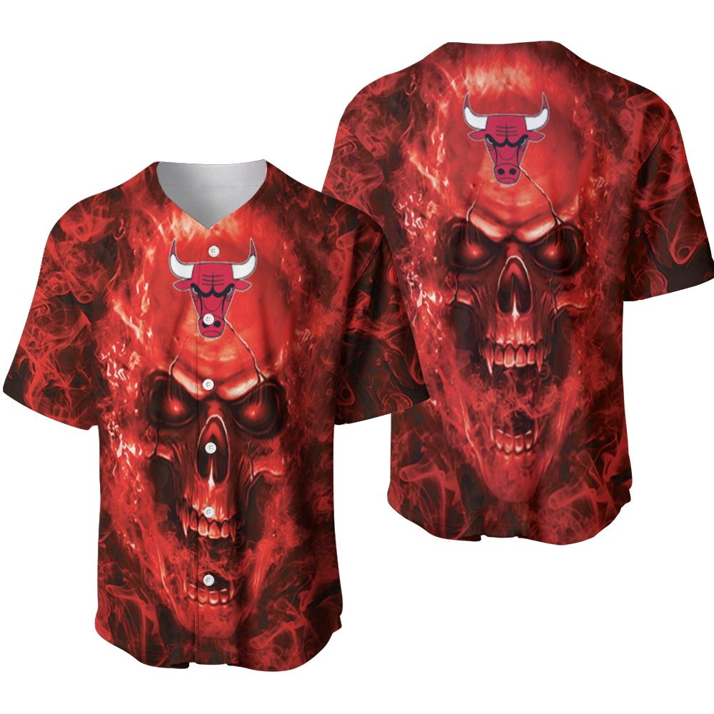 Chicago Bulls NBA Fan Skull Baseball Jersey