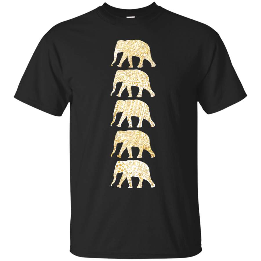 Elephants – Patterned ElephantsWhiteGold walking T Shirt & Hoodie