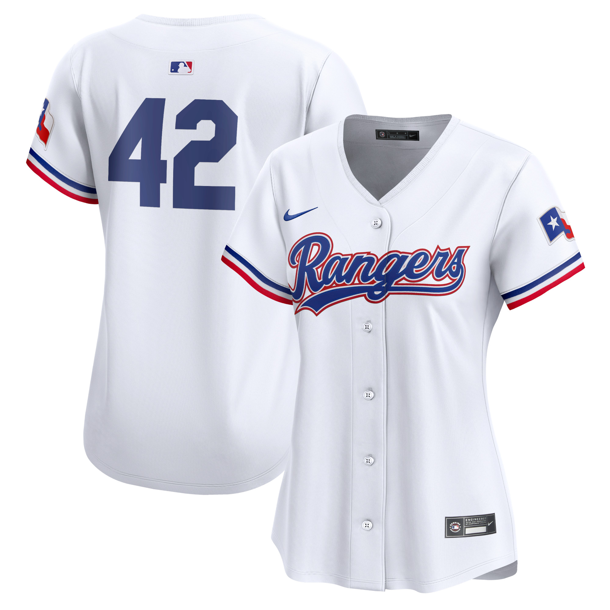 Texas Rangers Women's 2024 Jackie Robinson Day Home Limited Jersey  White