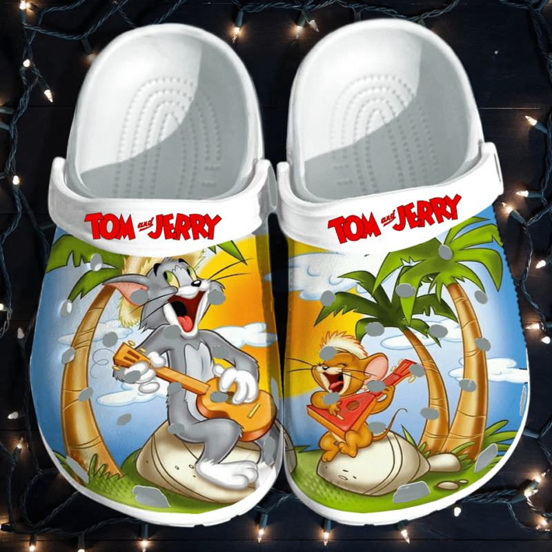 Tom And Jerry Play Guitar Crocs Crocband Clogs, Comfy Footwear, Shoes ...