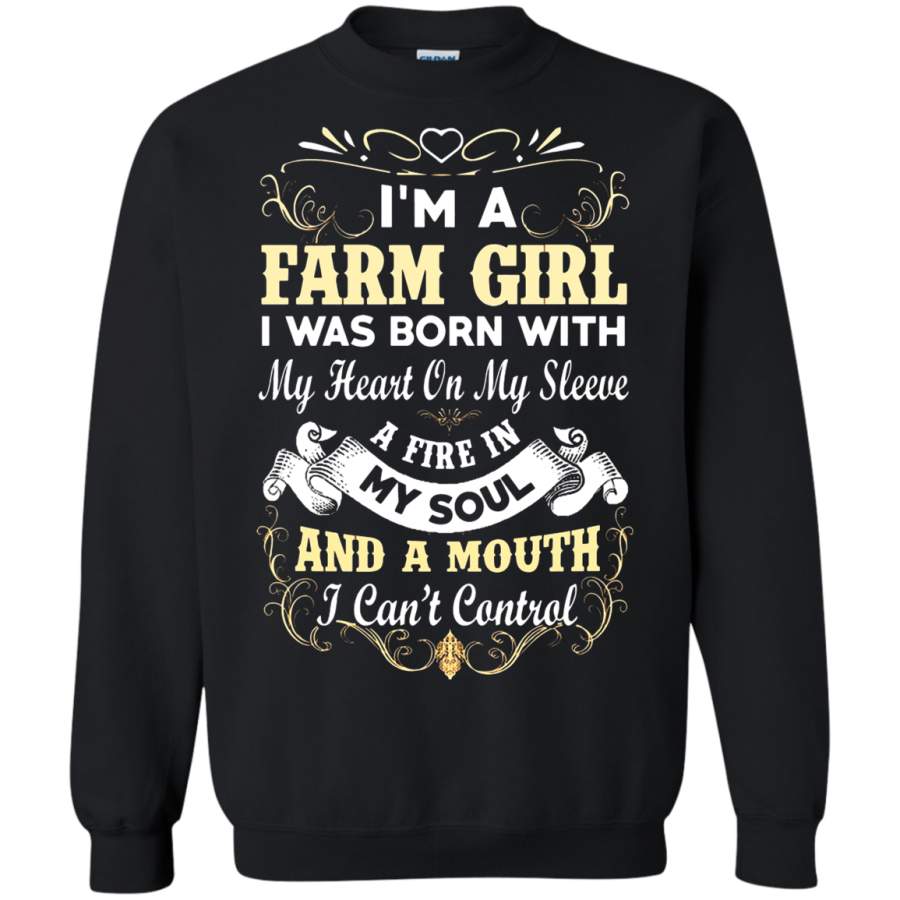 AGR I ‘m A Farm Girl Was Born With My Heart On My Sleeve Sweatshirt