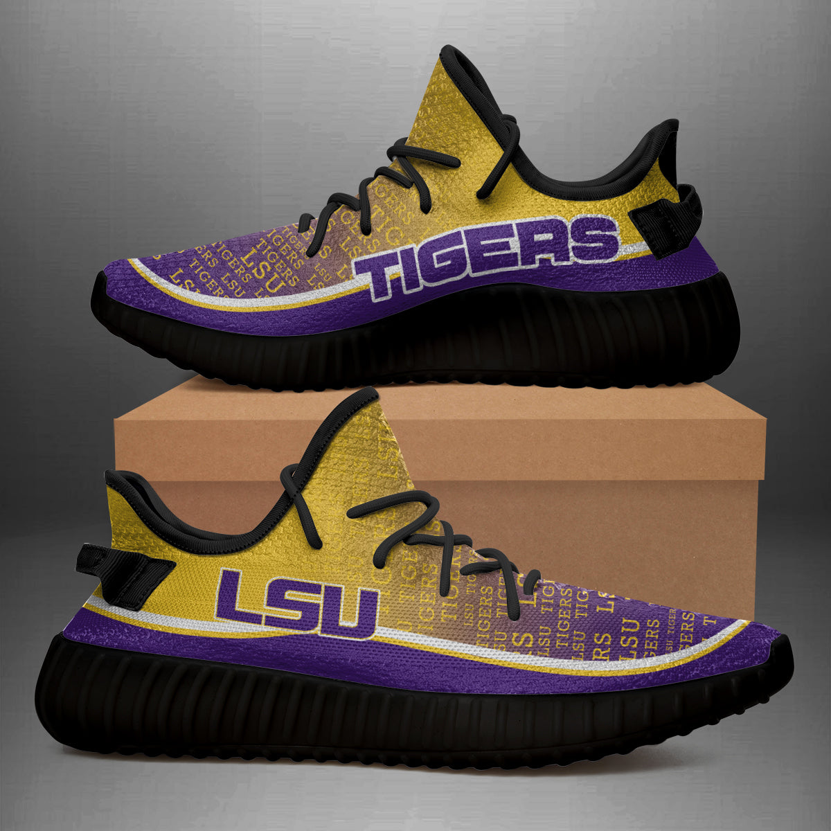 Colorful Line Words Lsu Tigers Yeezy Shoes