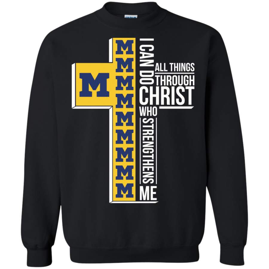 AGR Michigan Wolverines I can do all things through Christ who streng then me Sweatshirt