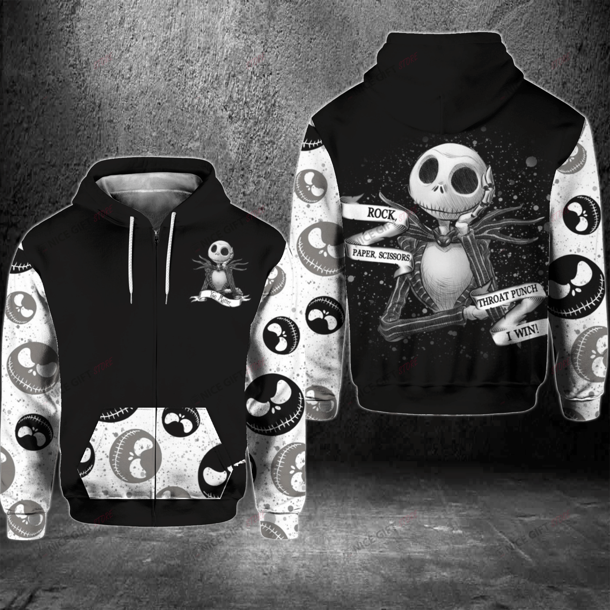 Rock, Paper, Scissors, Throat Punch, I Win! Zip Hoodie 3D 3Zh-N2S4