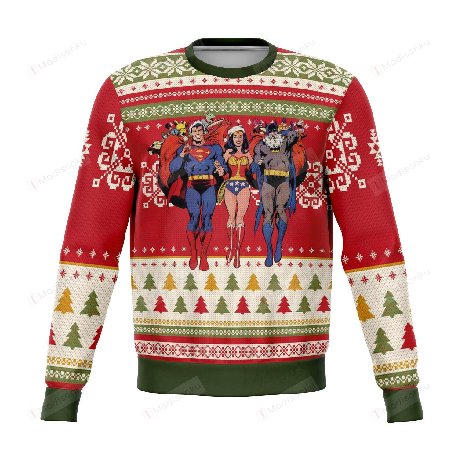 Batman Superman Wonder Woman For Unisex Ugly Christmas Sweater, All Over Print Sweatshirt