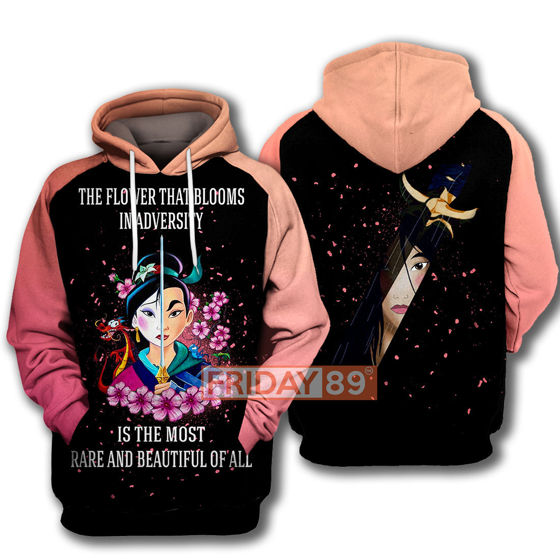 Unifinz Dn T-Shirt Mulan Dn Princess The Flower Blooms In Adversity Black Hoodie Dn Mulan Hoodie Sweater 2022