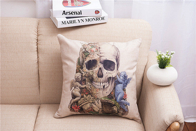 17” Vintage Skull Pillow Cover