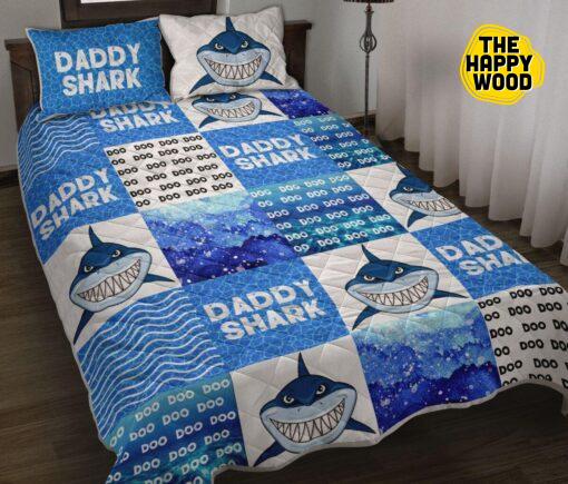 Daddy Shark Cute Doo Doo Doo Quilt Bed Set And Pillow Covers