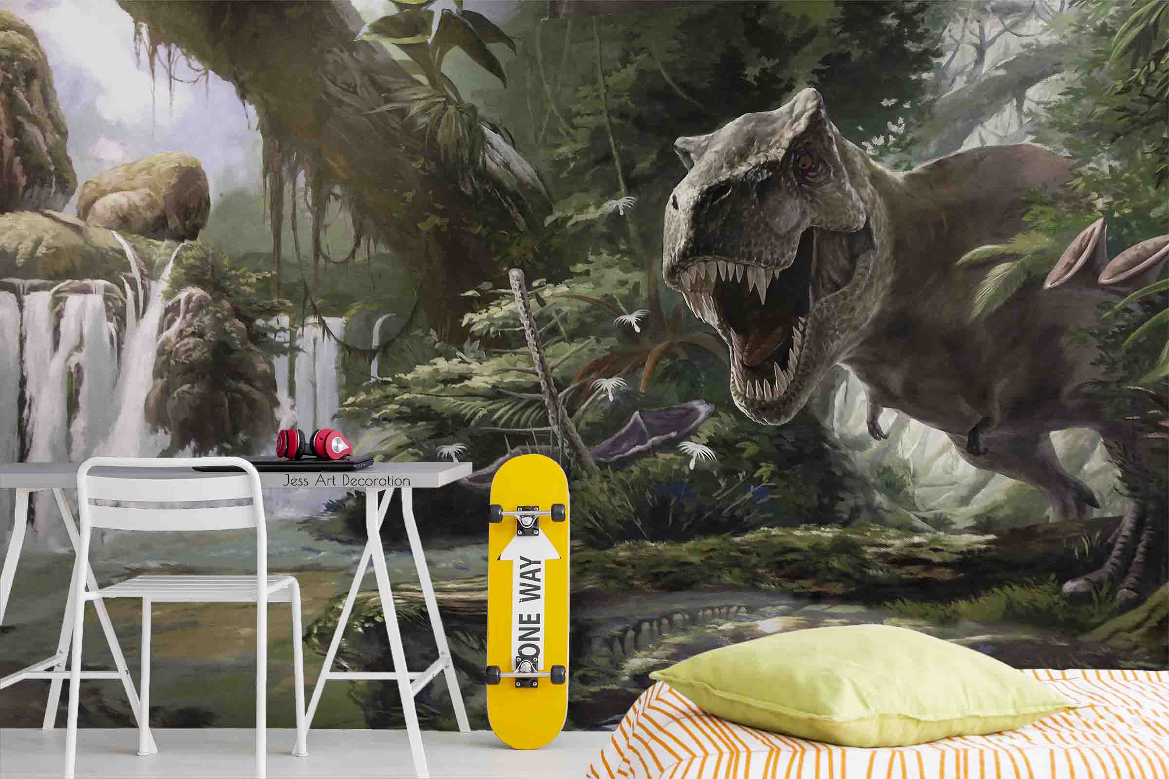 3D Dinosaur Forest Plant River Wall Mural Wallpaper Gd 2891