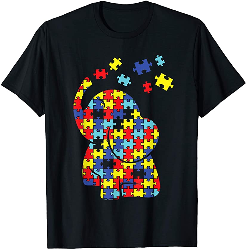 Funny Puzzle Elephant Boys Girls Kids Autism Awareness T-Shirt