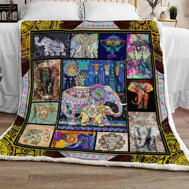 Bohemian Elephant I100 Fleece Blanket