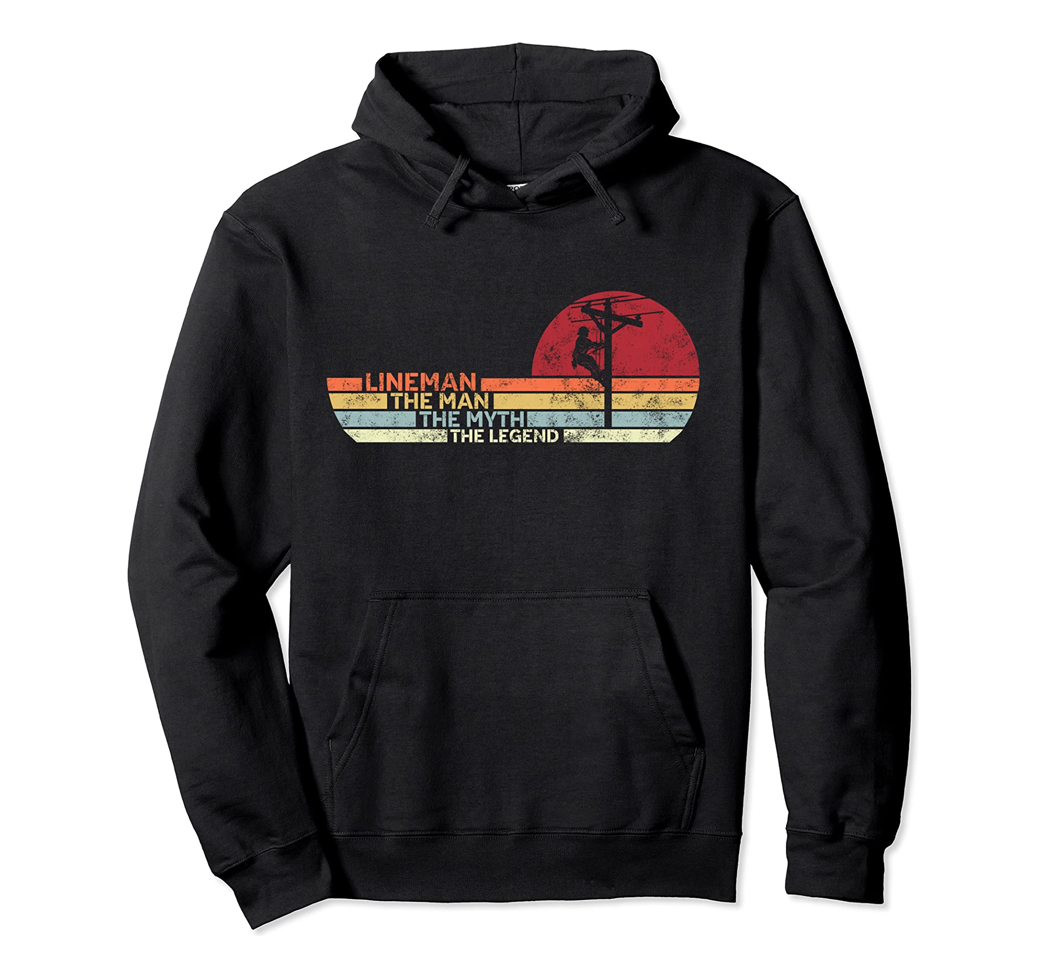 Retro style Lineman The Man Myth Legend Father day lineman Pullover Hoodie