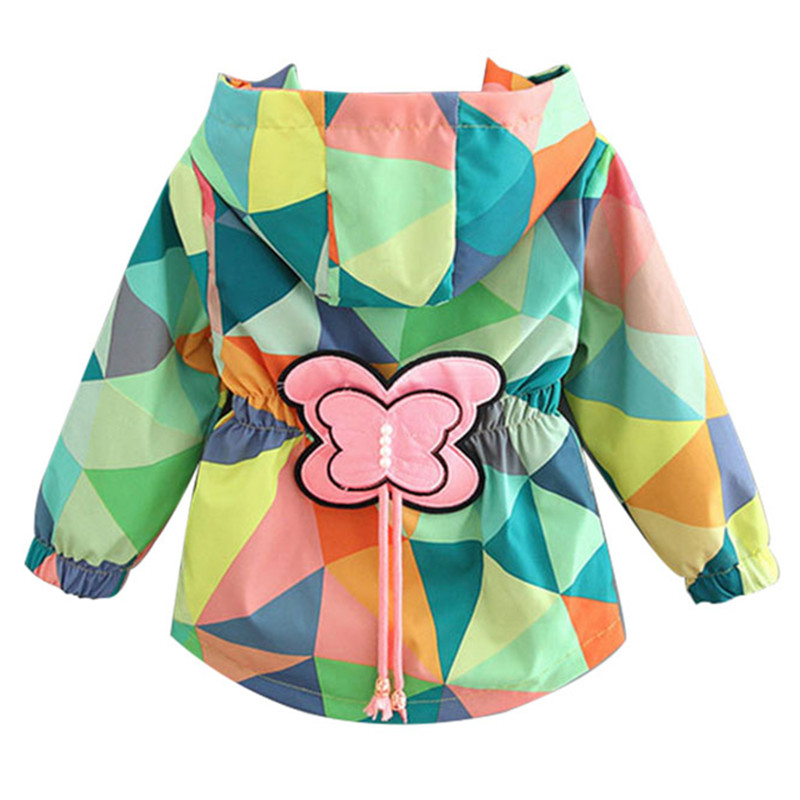 Baby girl clothes baby girl jacket 0-6 years old spring and autumn girls hooded windbreaker butterfly print jacket windbreaker alx