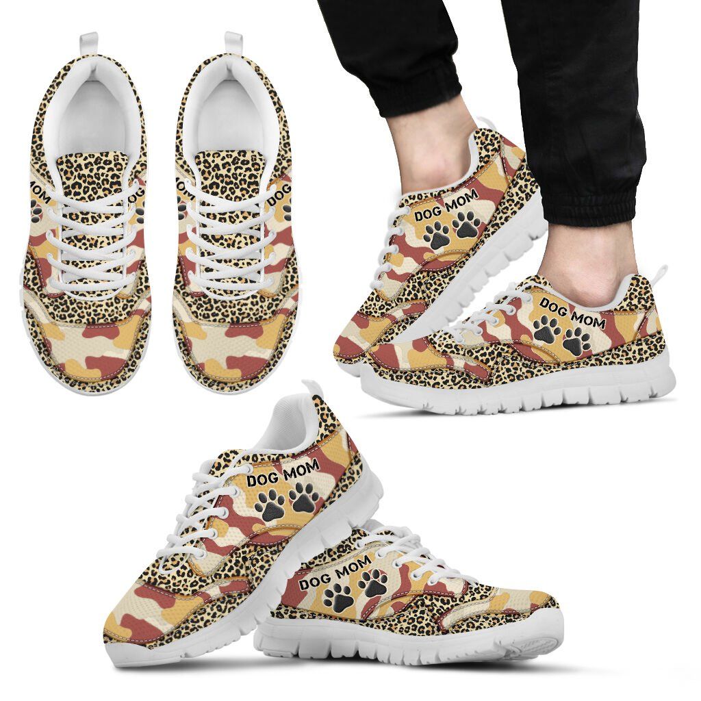 Dog Mom Leopard Camo Pattern Sneakers Shoes