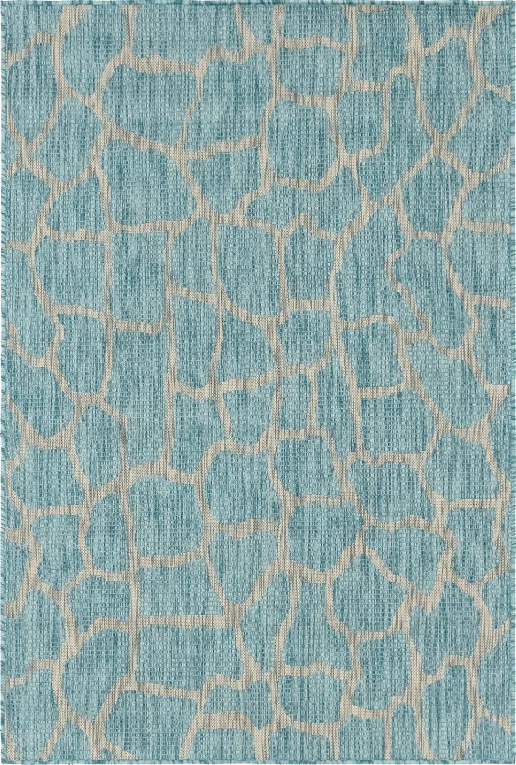 Unique Loom Outdoor Giraffe Osf001Aqb Aqua Blue Rug