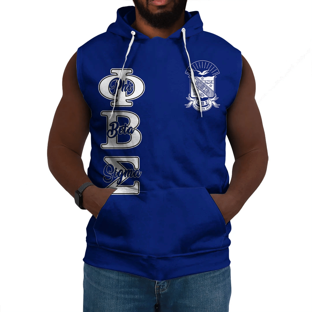 Wonderprint Hoodie Personalized Phi Beta Sigma Blue Sleeveless Hoodie Lt10