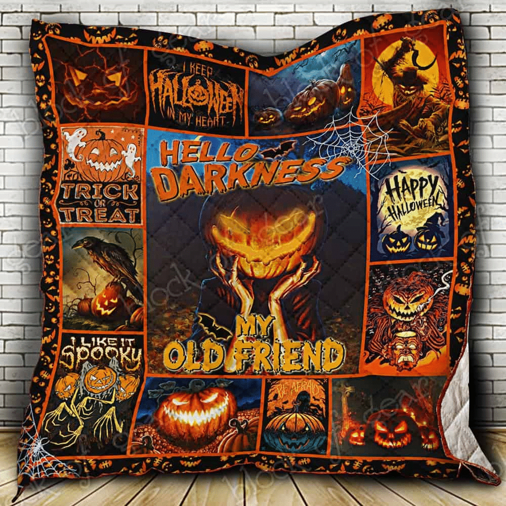 Halloween Quilt Blanket, Halloween Creepy Pumpkin Blanket