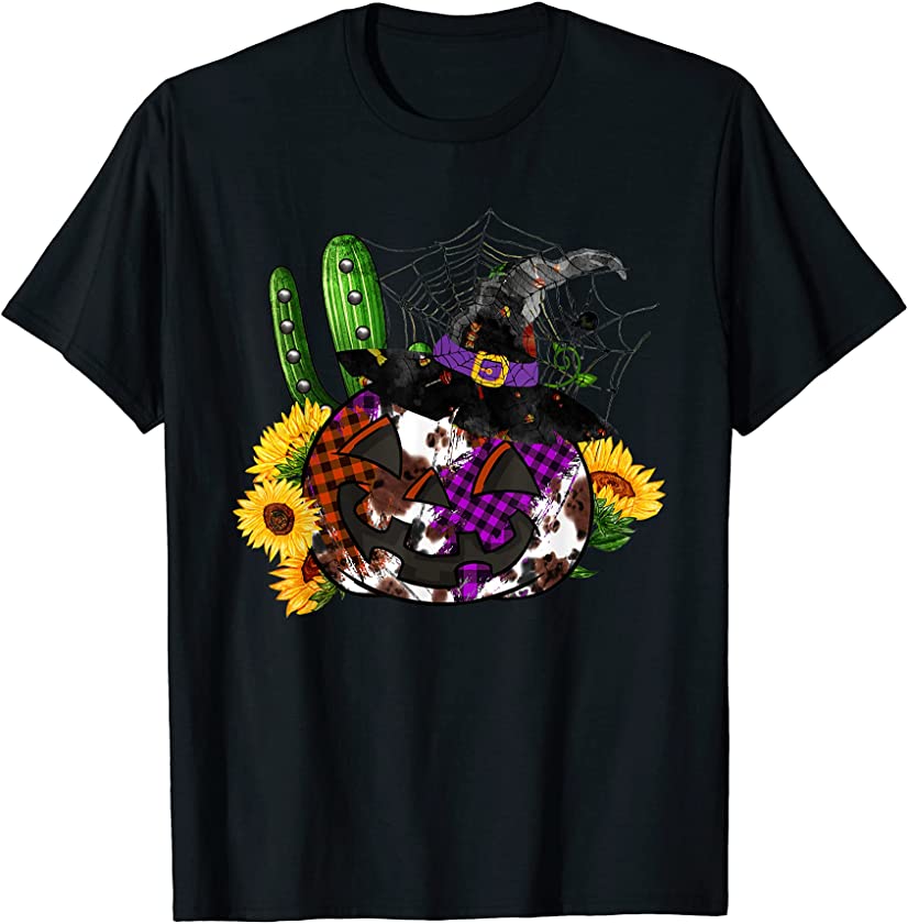 Western Desert Pumpkin Leopard Cactus Halloween Fall Autumn T-Shirt