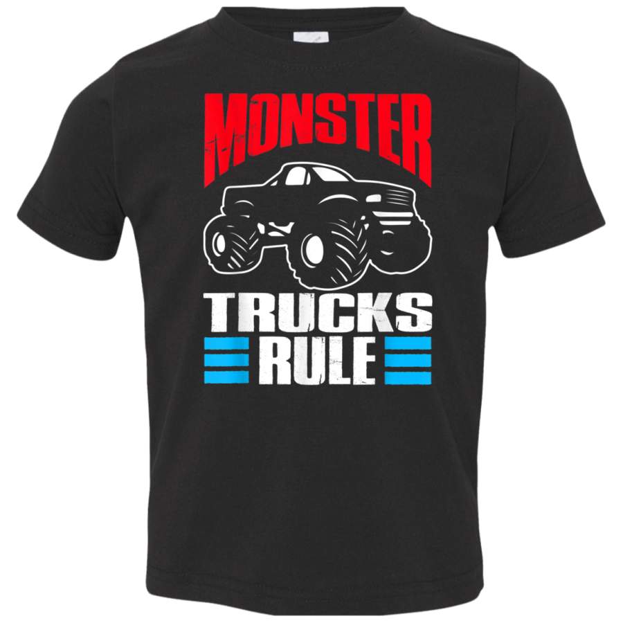 Monster Trucks Rule  Big Trucks TShirt 3321 Rabbit Skins Toddler Jersey T-Shirt