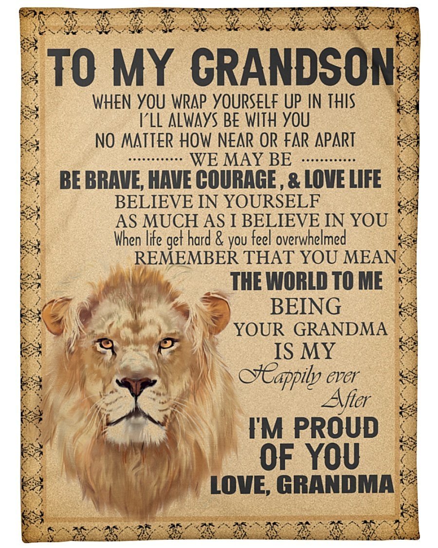 When U Wrap Yourself Up In This Lion To Grandson Personalized Custom Name Text Fleece Blanket Print 3D, Unisex, Kid, Adult | Gift For Grandchild