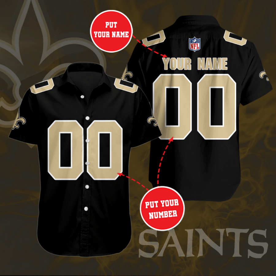 Personalized New Orleans Saints Football Team All Over Print 3D Hawaiian Shirt-Black-Tph