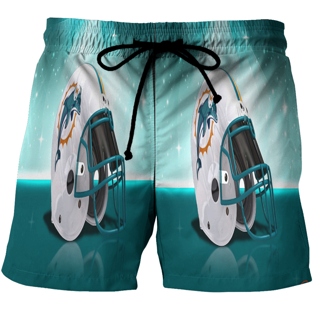 Miami Dolphins Helmet3 3D All Over Print Summer Beach Hawaiian Short