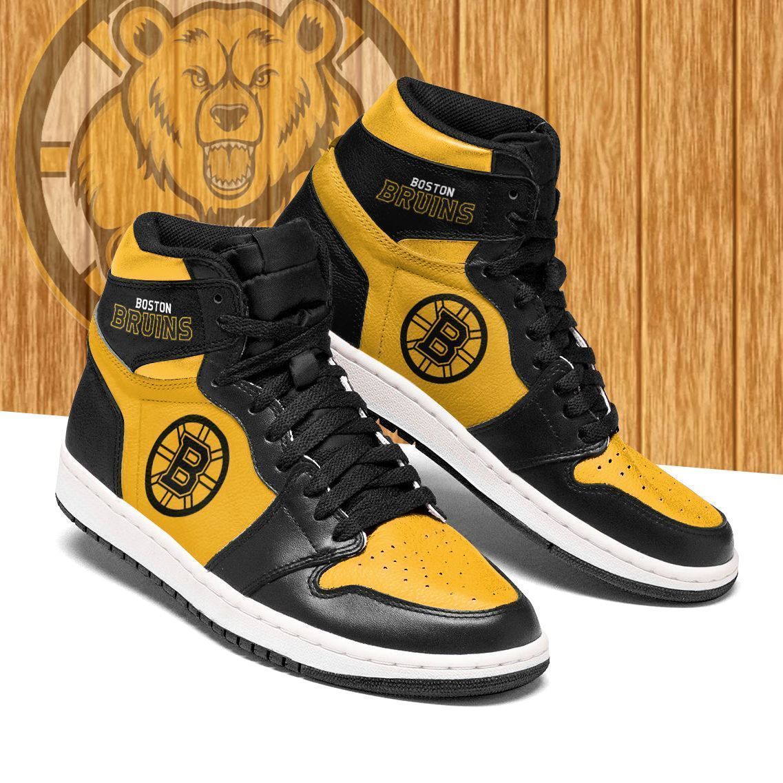 Boston Bruins NCT JD High top Shoes Sneakers Jordan Sneakers Sport Air Jordan High Sneakers Sport Sneakers