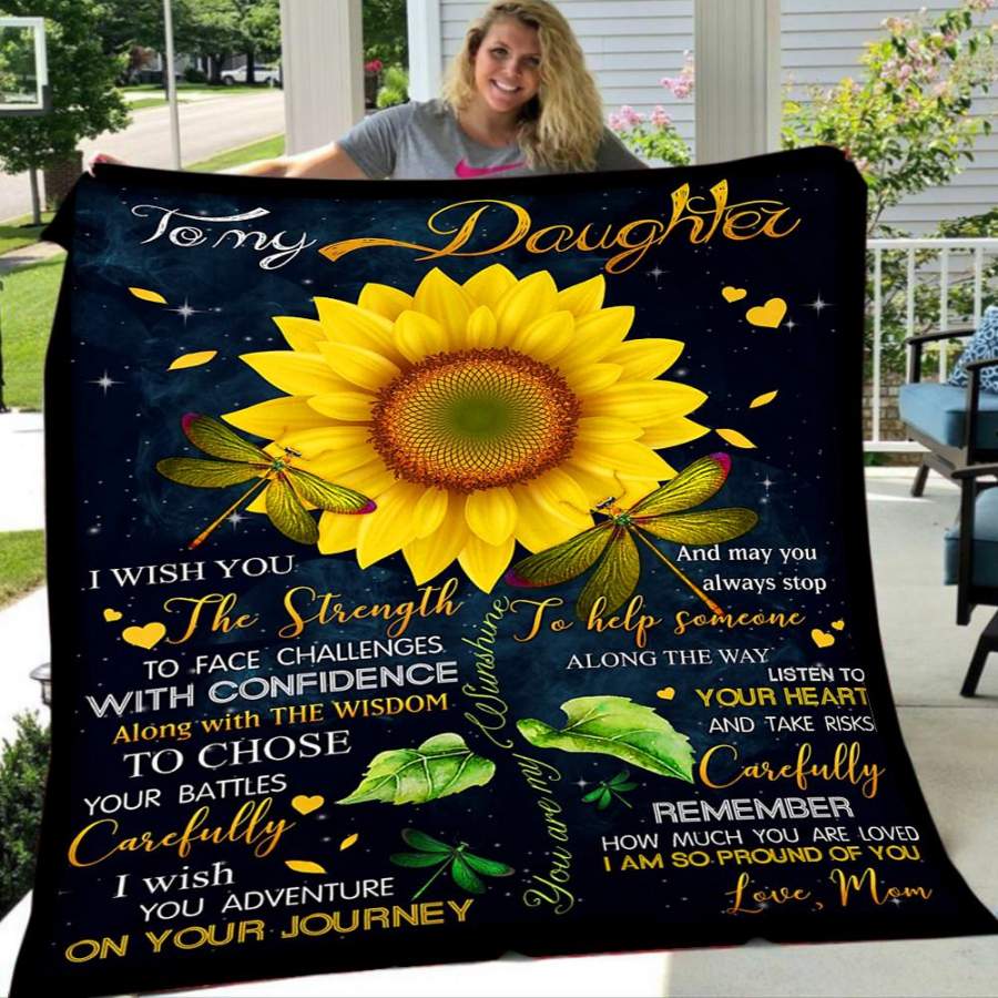 Sunflower Custom Blanket To My Daughter Blanket – Gift For Daughter – Fleece Blanket