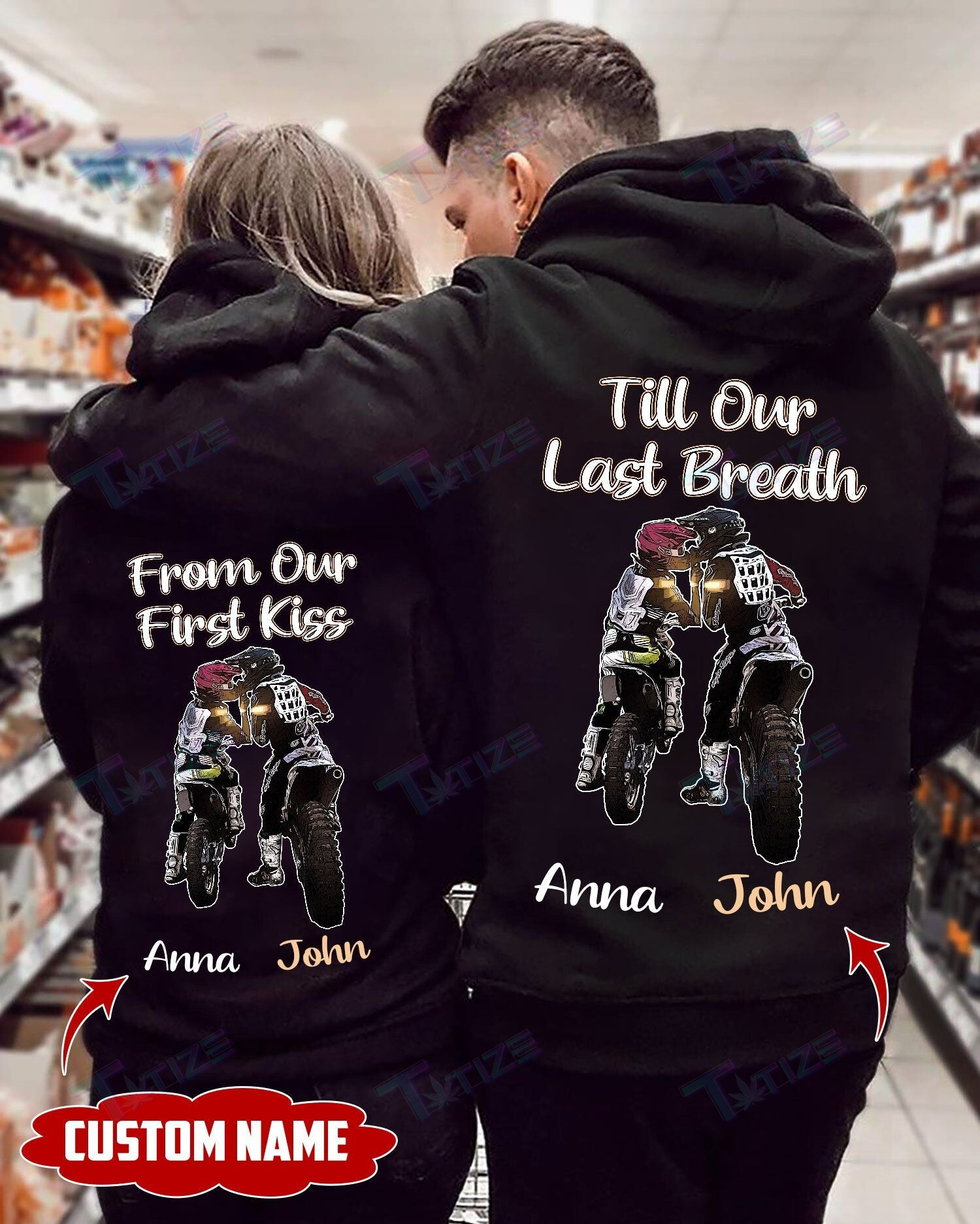 Couple Shirts – From Kiss Till Breath Motorcycle Matching Couple, Valentine 2022 Gift Graphic Unisex T Shirt, Sweatshirt, Hoodie Size S – 5Xl