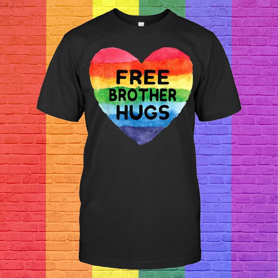 Gay Pride Shirt, Free Brother Hugs T Shirt Gay Rainbow Pride Lgbt Tshirt, Gift For Couple Gay Man