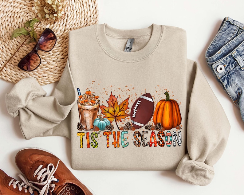 Tis The Season Sweatshirt, Fall Pumpkin Shirt, Football Shirts For Women, Women Fall Tees, Fall Season Shirts, Cute Pumpkin Shirt, Fall Tee