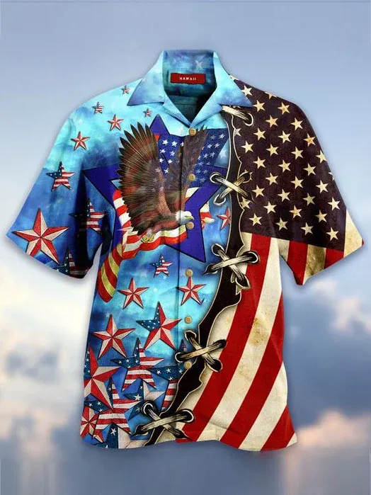 Eagle American Flag Hawaii Summer Beach Shirt Ha42196