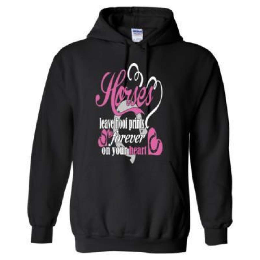 AGR Horses Leave Hoof Prints On Your Heart – Heavy Blend™ Hooded Sweatshirt