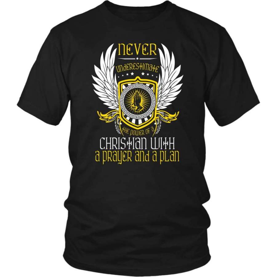 Power of a Christian with a prayer and a plan t-shirt