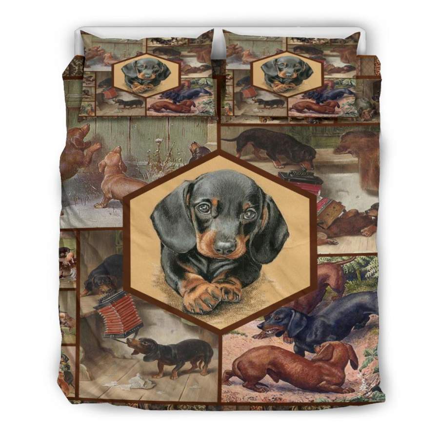 Dachshund Quilt Copy Bedding Duvet Cover And Pillowcase Set