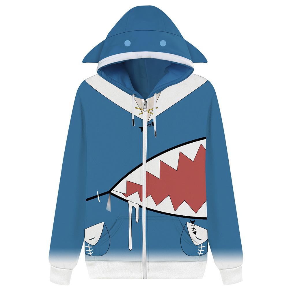 Unisex Hololive En Vtuber Hoodies 3D Print Zip Up Sweatshirt Outfit Gawr Gura Cosplay Casual Outerwear New Hoodies