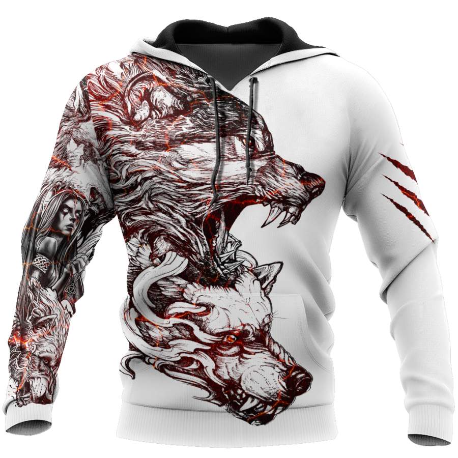 3D Alpha Wolf Tattoo Over Printed Shirt for Men and Women TP