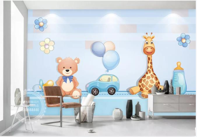 3D Cartoon Animal Balloon Wall Mural Wallpaper 150