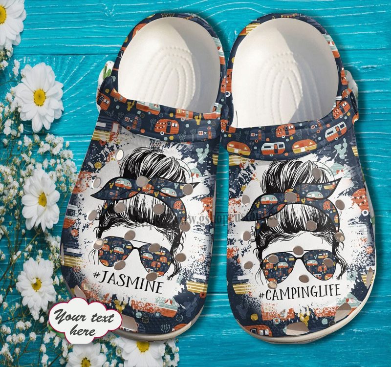 Camping Girl Cool Glasses Shoes Gift Women Mother Day- Camping Life Vintage Shoes Croc Clogs Customize