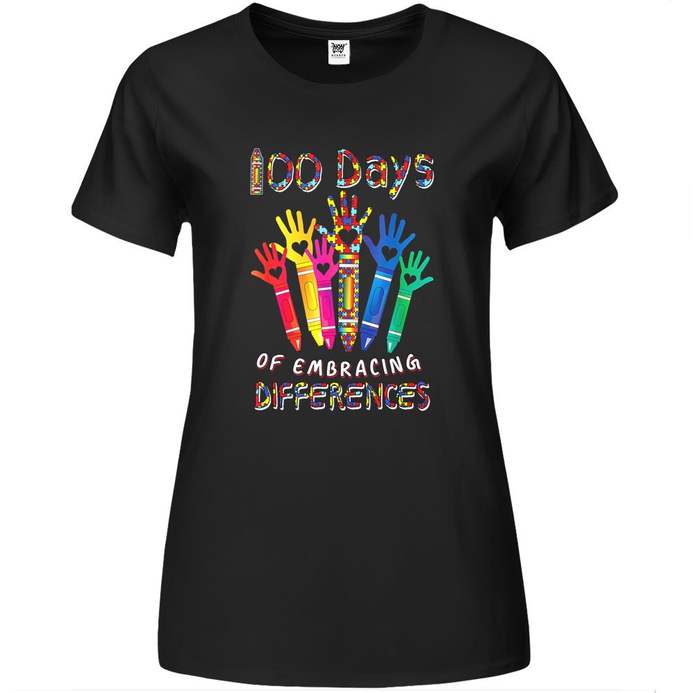 Autism Awareness Embrace Differences 100 Days Of School Iep Premium Womens T Shirts