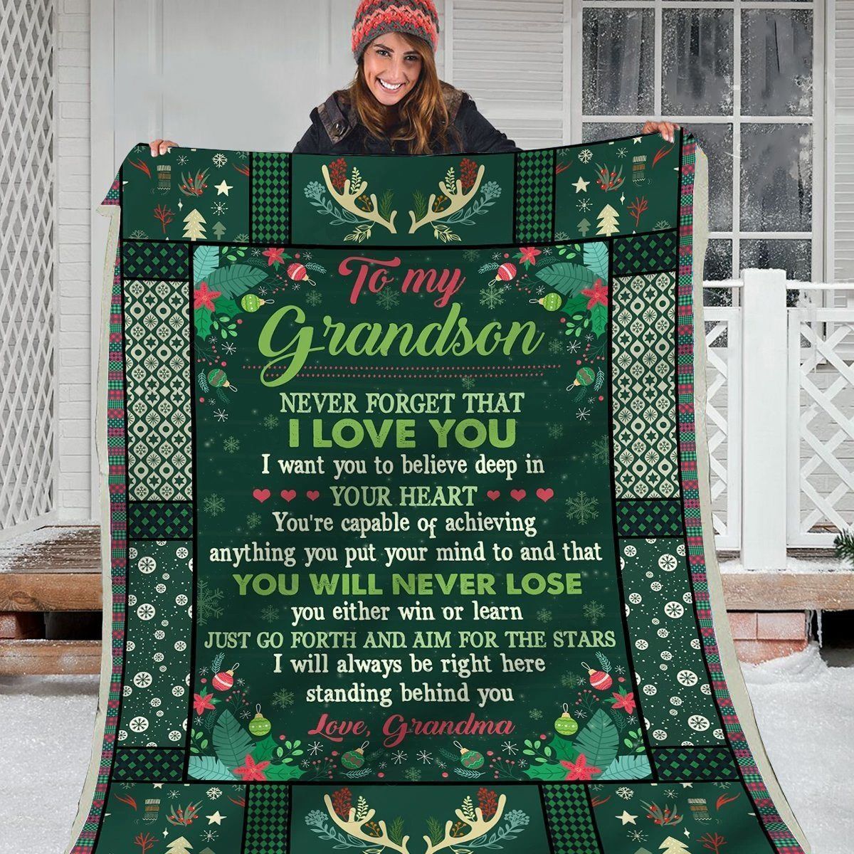 To My Grandson Just Go Forth And Aim For The Stars Fleece Blanket Gift For Family,Birthday,Christmas,Grandson Gift Home Decor Bedding Couch Sofa Soft And Comf