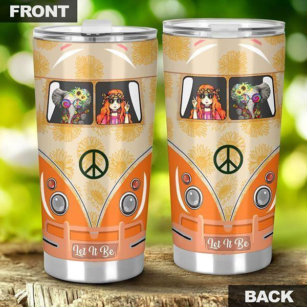 Hippie Girl And Elephant Let It Be Tumbler Gifts For Young Girl