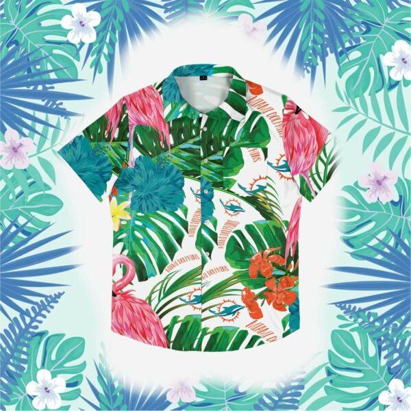 Miami Dolphins Flamingo Button Up Shirt