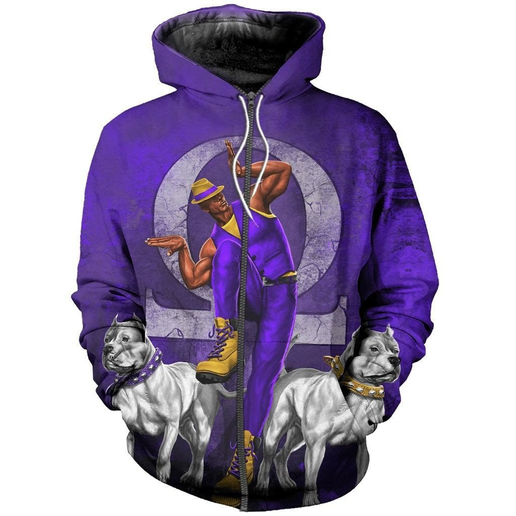 Fraternity Hoodie – Ques Men Bulldog Omega Psi Phi Hand Sign Crest Hoodie